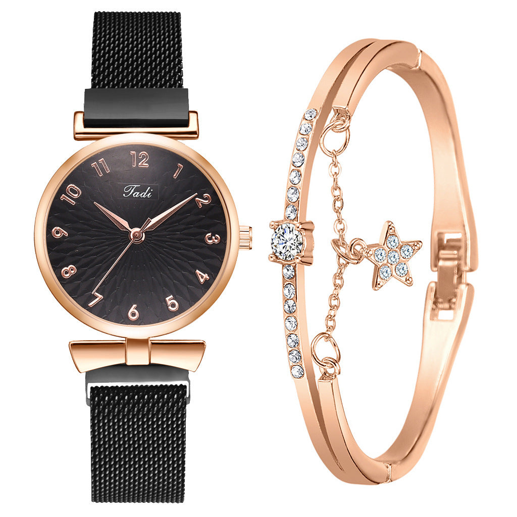 Reloj con correa de malla y imán