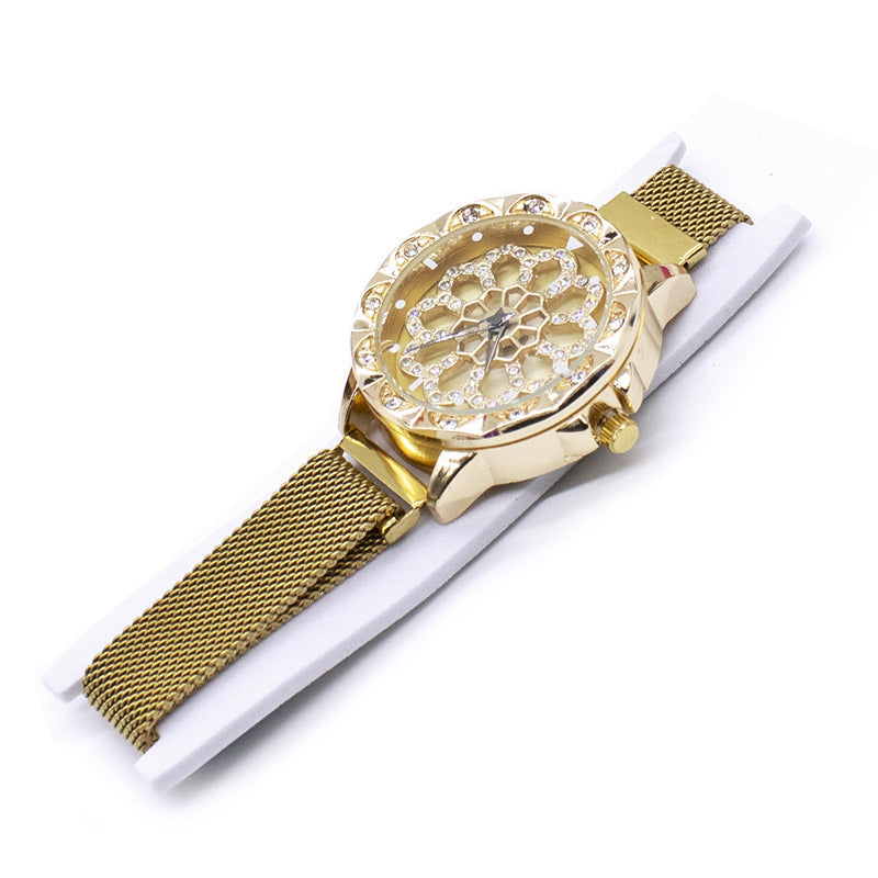 Reloj de esfera giratoria Micro Business Draining Turntable Quartz Ladies Watch
