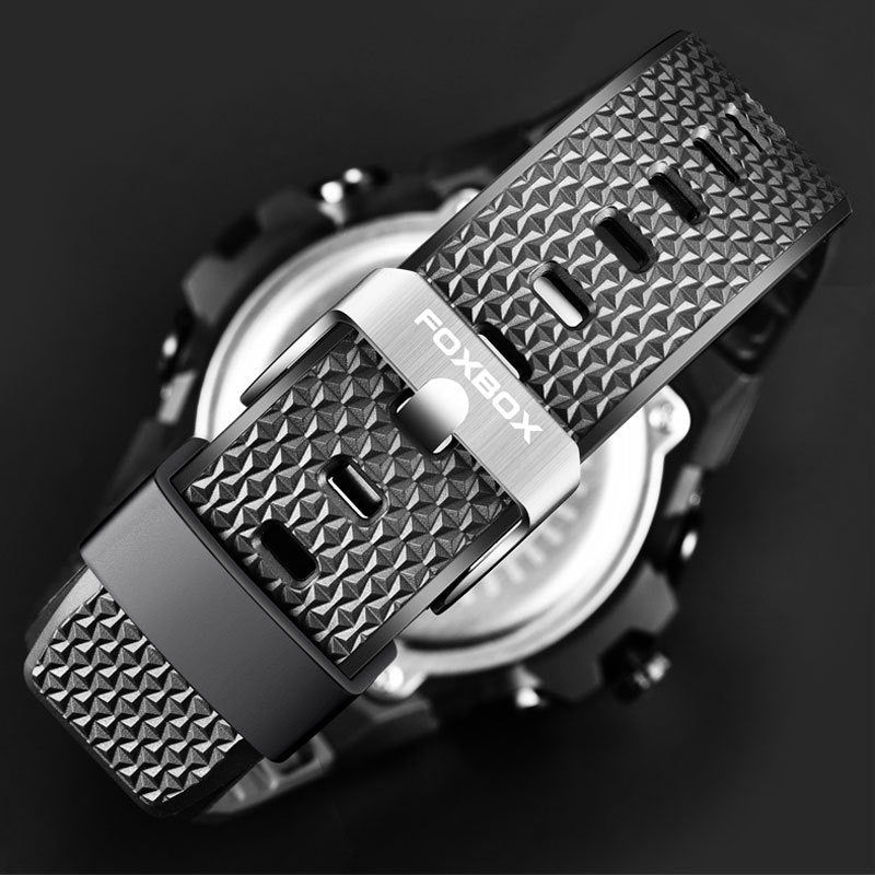 Reloj de cuarzo luminoso impermeable deportivo multifunción con doble pantalla para hombre
