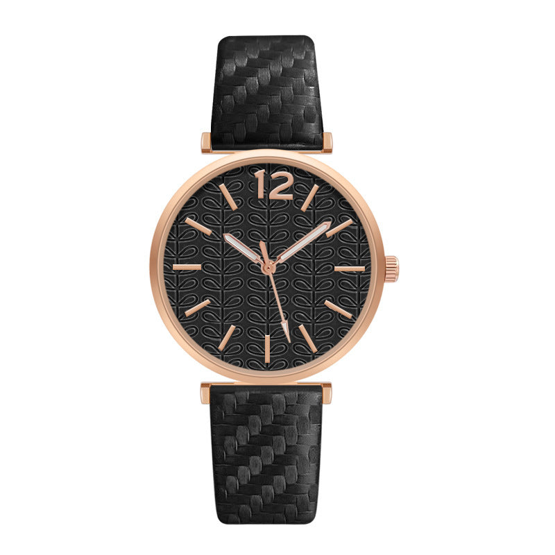 Ladies New Belt Watch Gold Shell Acupuncture Needle Casual Fashion Quartz Watch
