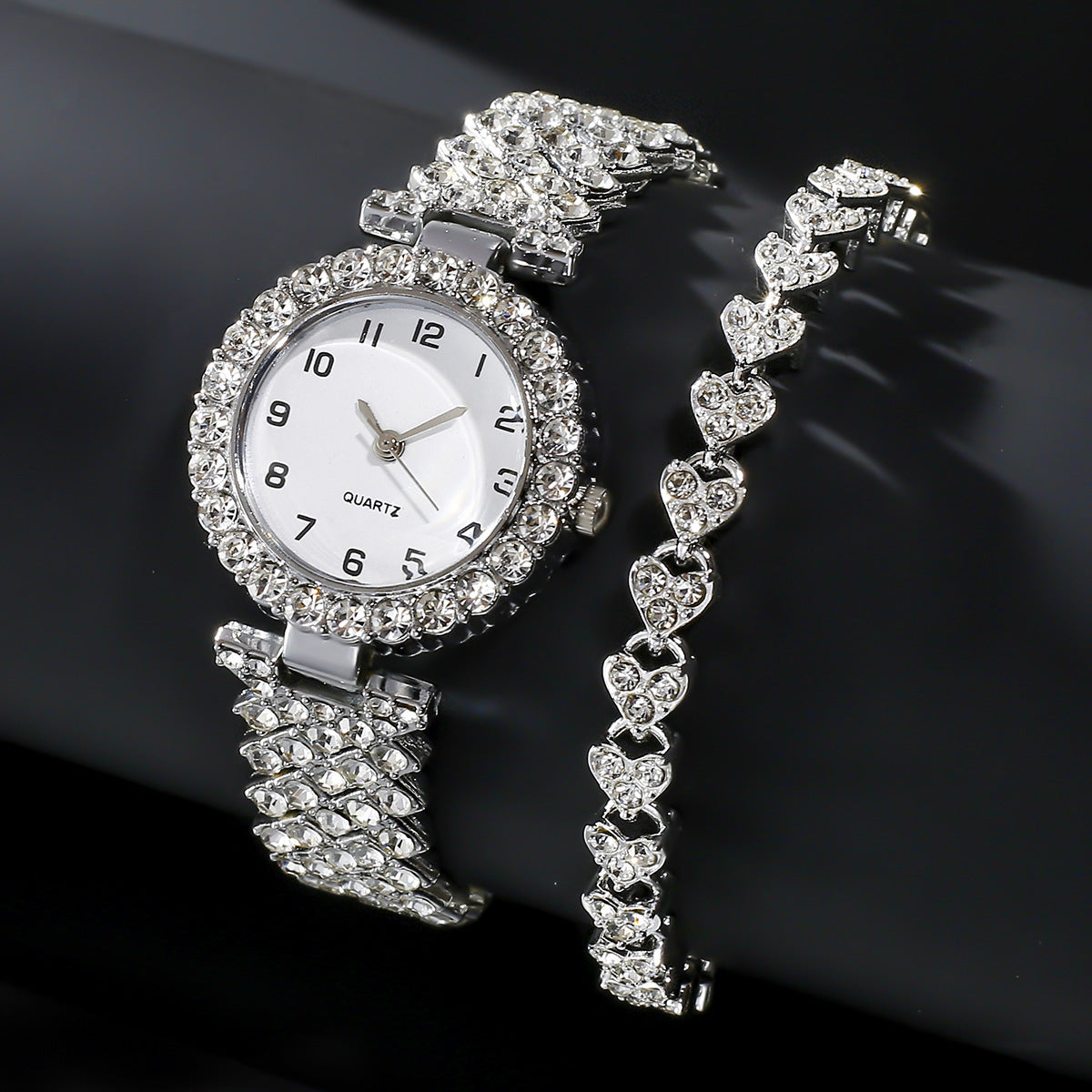 Reloj de pulsera con diamantes y números de moda para mujer