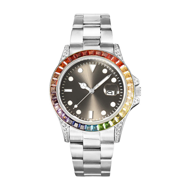 Men's Fashion Diamond-set Stainless Steel Luminous Watch