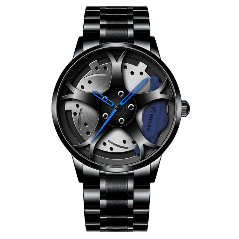 Reloj de cuarzo con forma de cubo de rueda para hombre, tendencia coreana