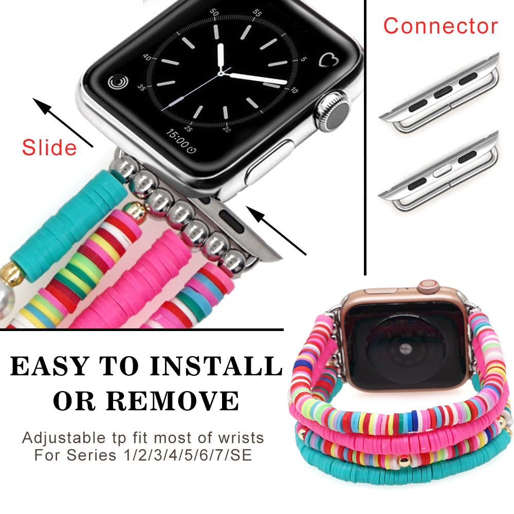 Boho Rainbow Clay Watch Strap Male Interface