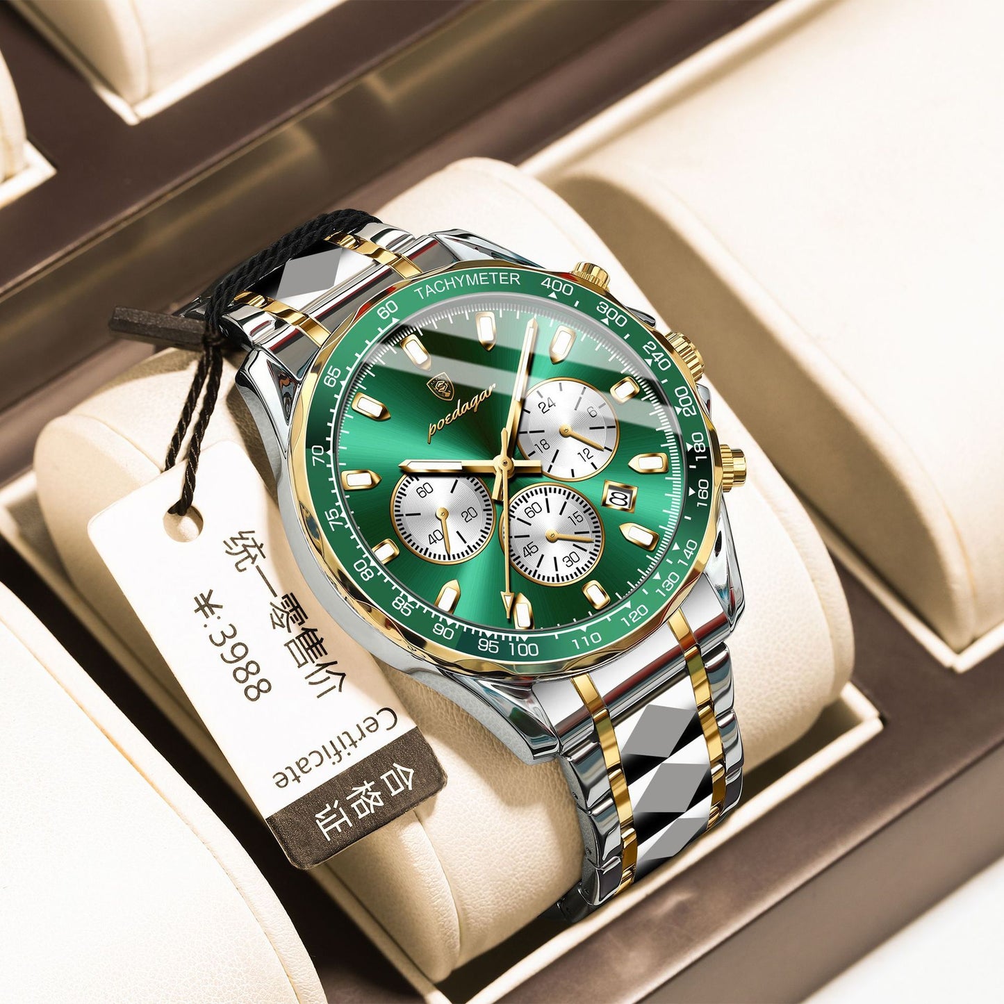 Reloj de cuarzo multifuncional para hombre, luminoso y resistente al agua
