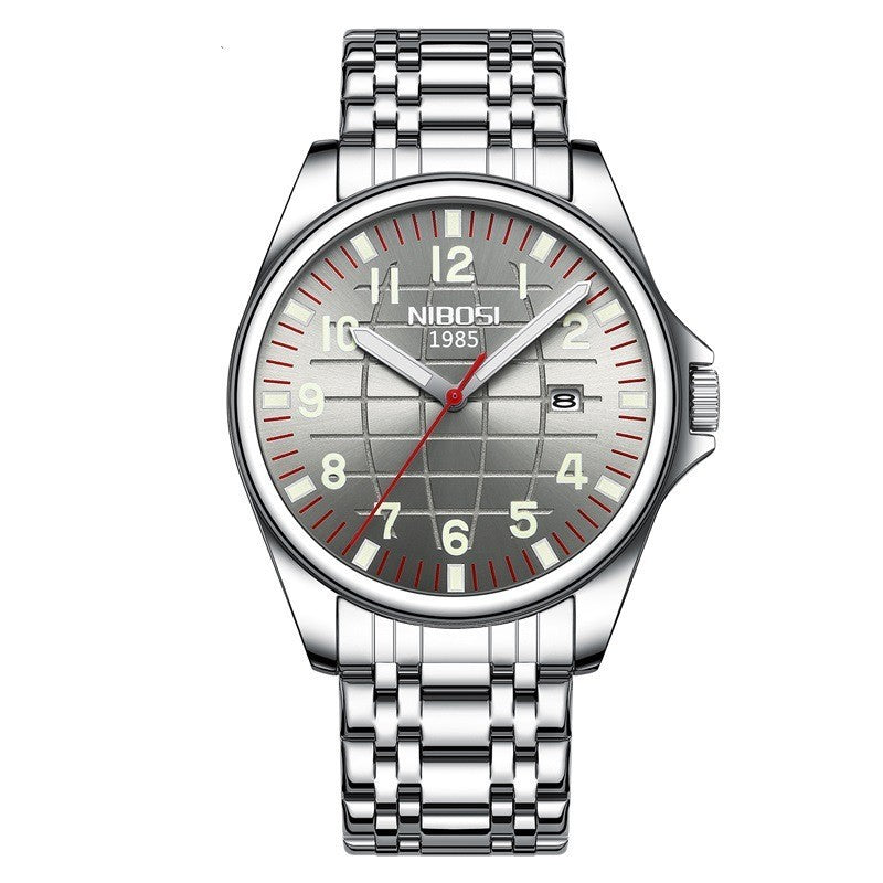 Reloj de acero inoxidable sencillo y moderno para hombre, luminoso, resistente al agua