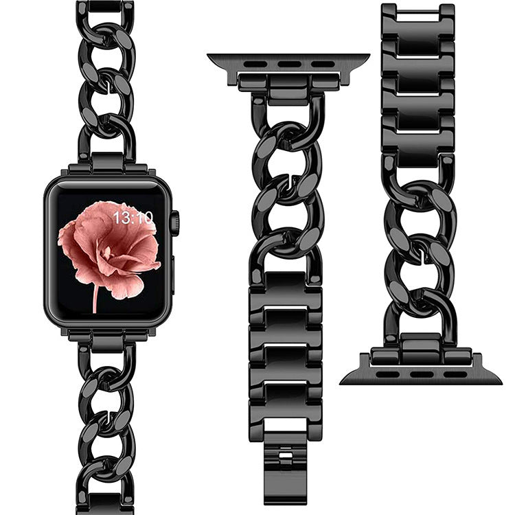 Reloj con cadena vaquera de una sola fila de metal con pequeño incienso