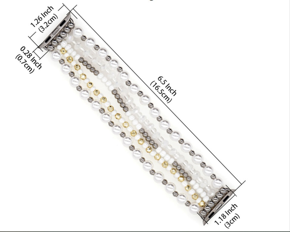 Pearl Rice Beads Hand Beaded White Watch Strap