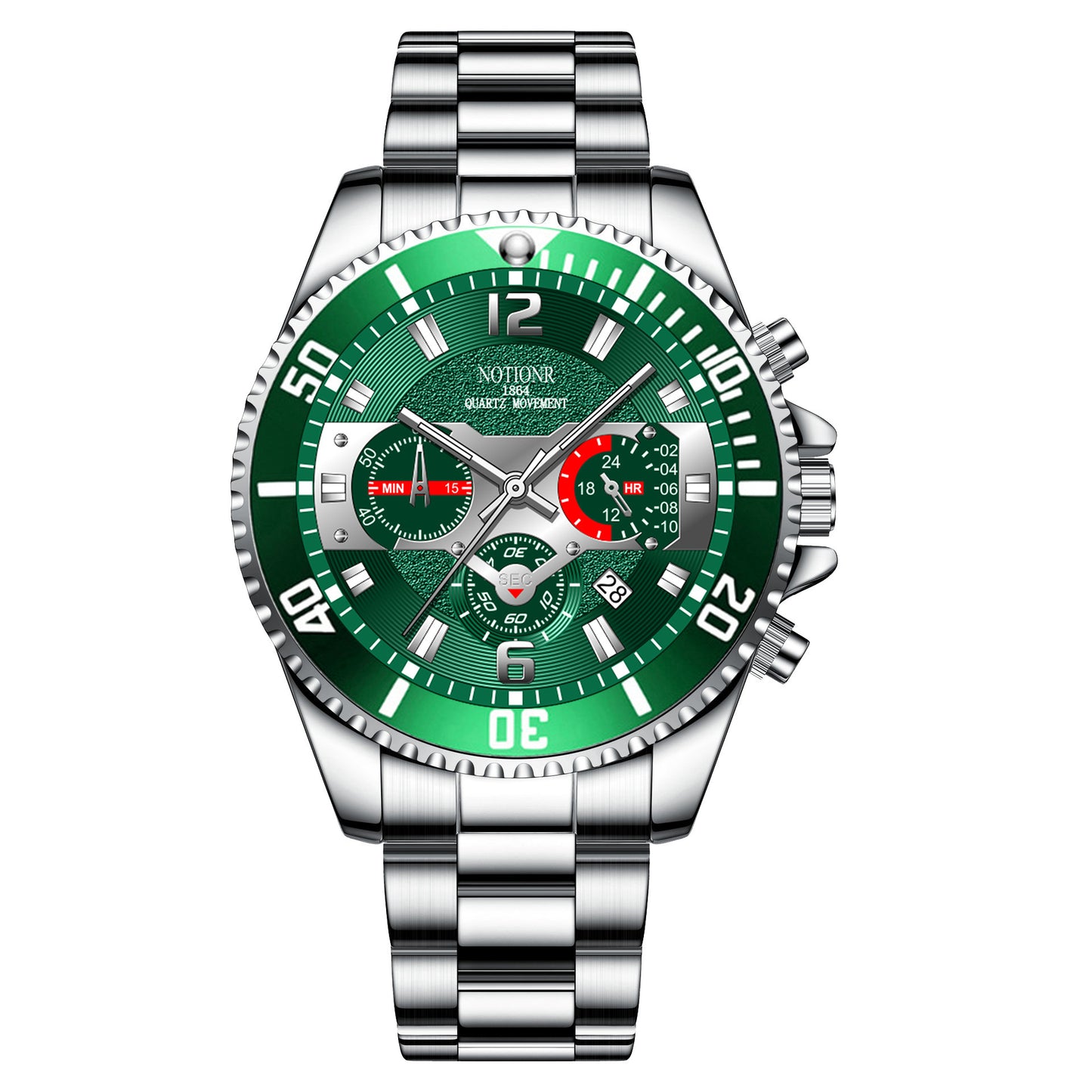 Reloj de acero inoxidable con calendario ligero para hombre