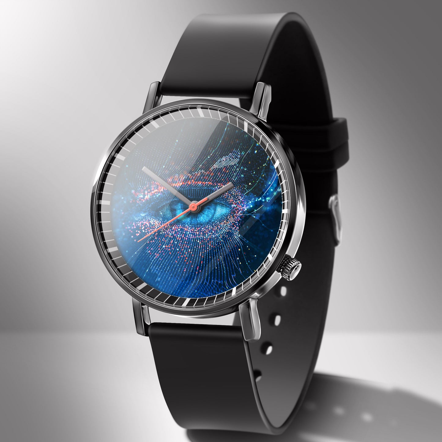 Reloj de negocios de cuarzo blanco con diseño de calavera y cielo estrellado en color