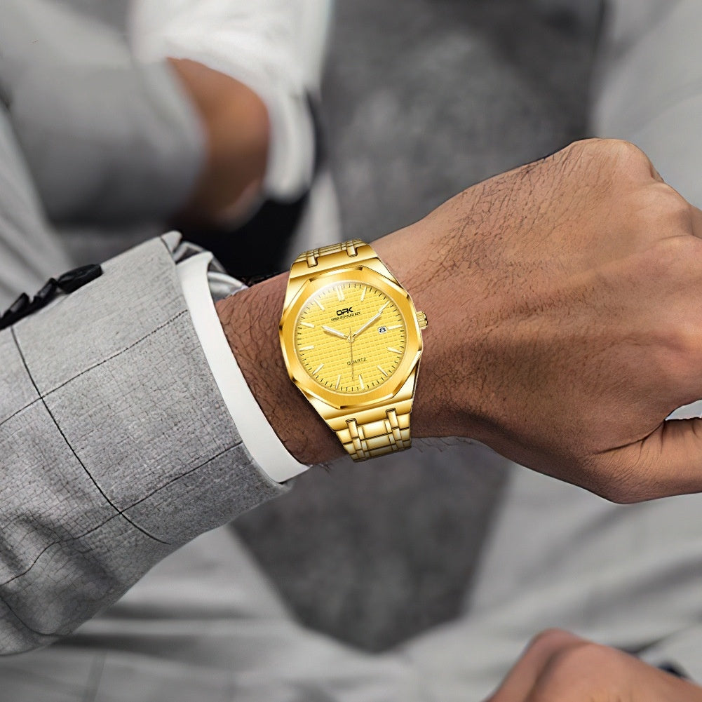 Reloj de cuarzo sencillo, asequible, de lujo, de negocios, resistente al agua, para hombres