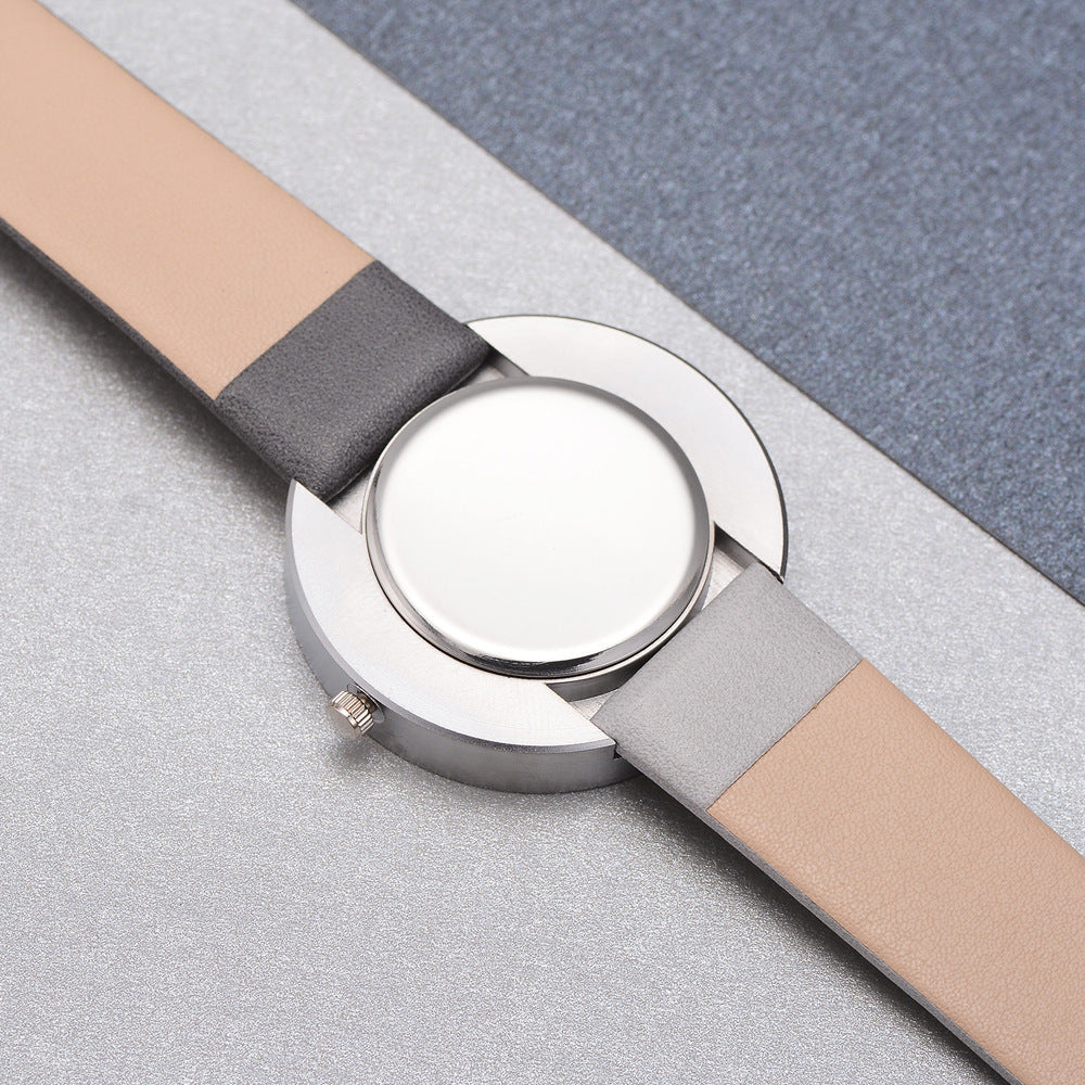 Reloj de mujer Reloj de cuarzo de cuero con contraste gris Relojes de mujer Amantes Reloj de pulsera informal unisex para mujer Reloj femenino