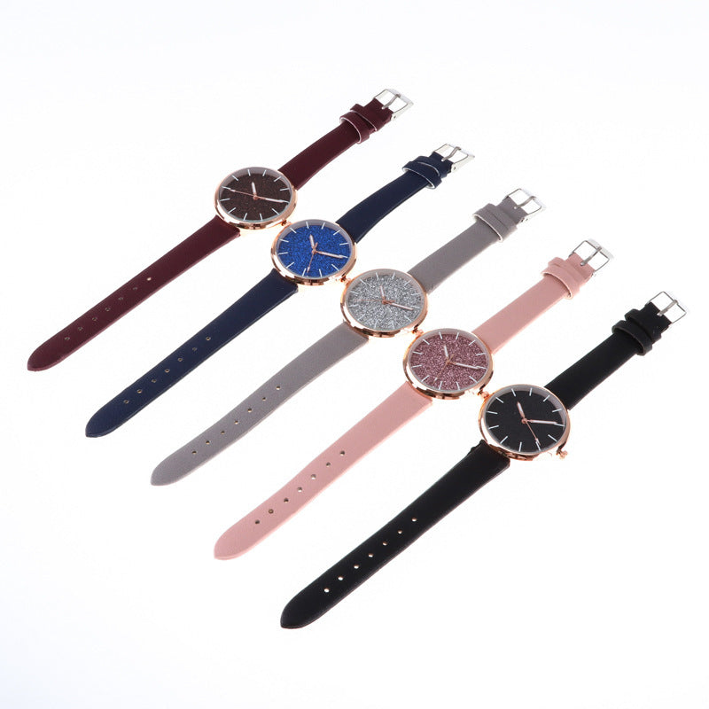 Reloj de pulsera romántico con diseño de cielo estrellado para mujer, informal, con correa de malla de acero y oro rosa, reloj con diamantes de imitación, reloj femenino