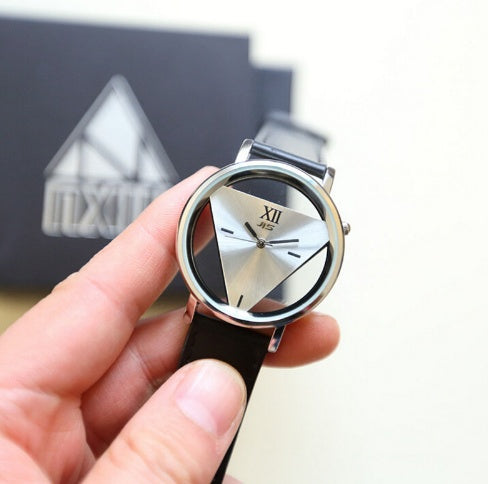 Relojes únicos con esfera Triangular hueca para mujer, reloj de cuarzo femenino, reloj para Hombre, reloj de vestir para Hombre
