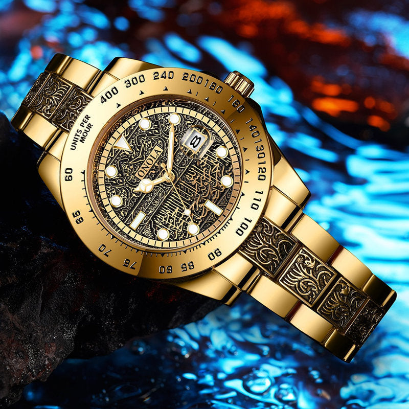 Men's steel band quartz watch