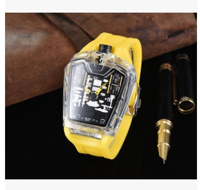 Fashion hollow ghost head silicone belt quartz men's watch imitation mechanical watch
