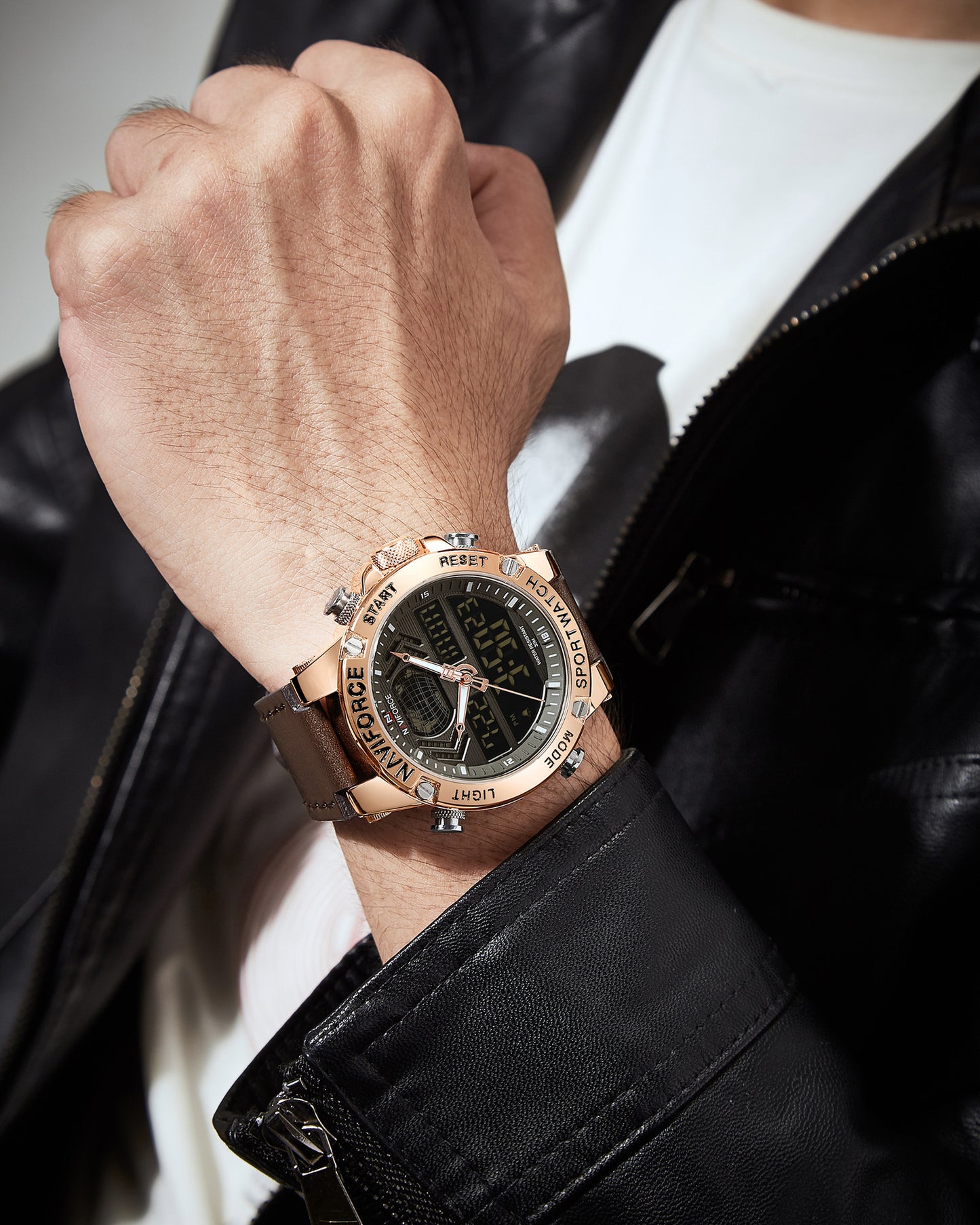 Watch large dial double display electronic quartz