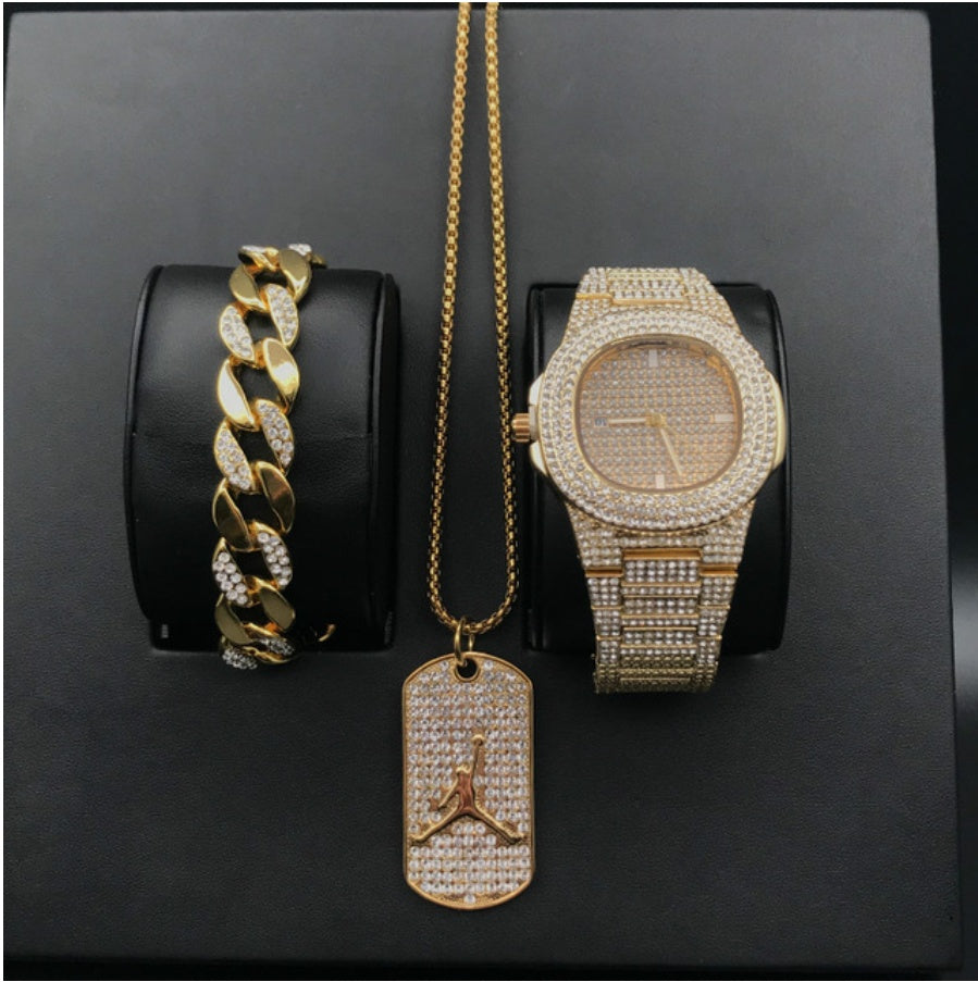 Relojes para hombre, marca de lujo, moda, reloj de cuarzo con fecha y diamantes
