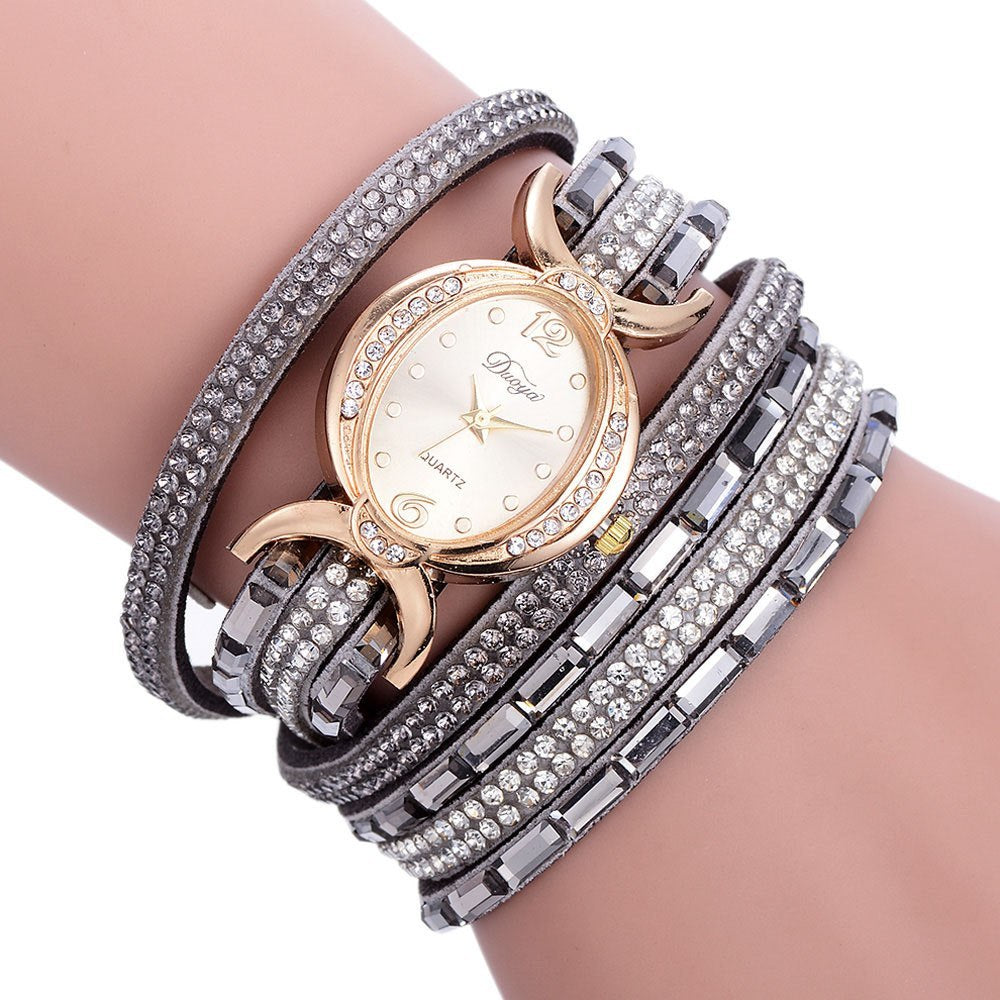 Nuevo reloj informal con diamantes de imitación para mujer, reloj de pulsera analógico de cuarzo para mujer