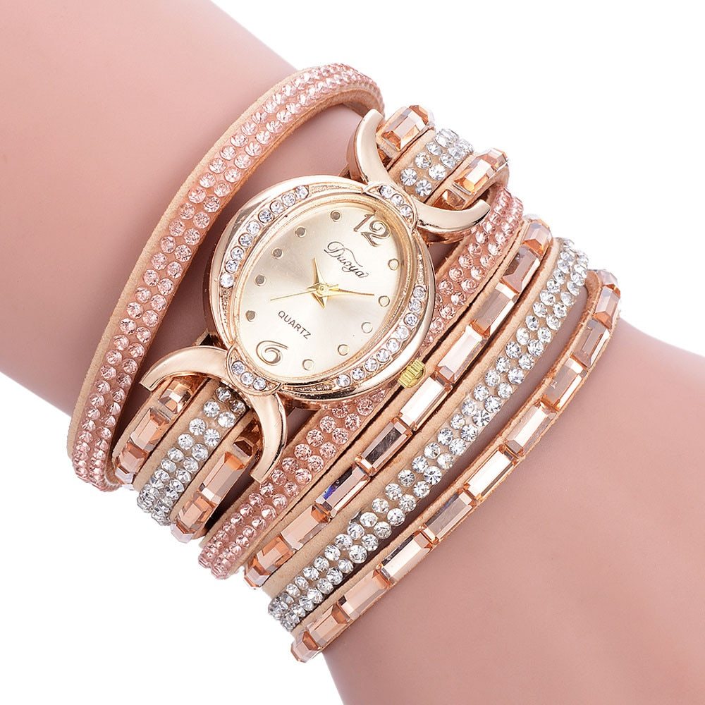 Nuevo reloj informal con diamantes de imitación para mujer, reloj de pulsera analógico de cuarzo para mujer
