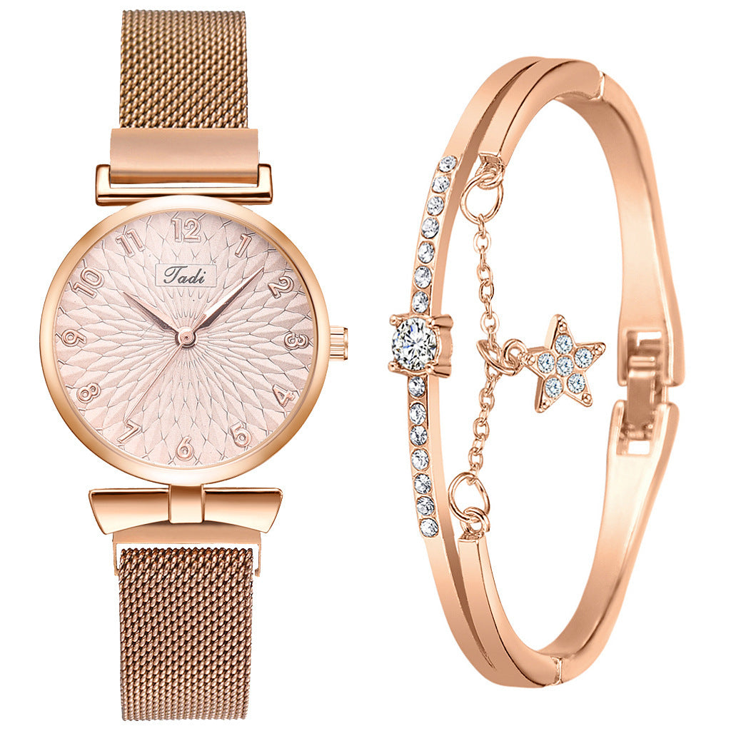 Reloj con correa de malla y imán