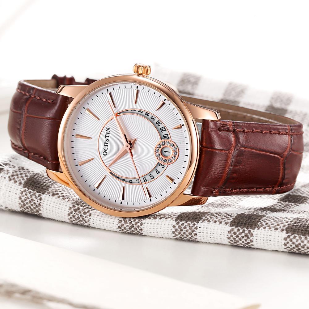 Leather waterproof quartz calendar ladies watch
