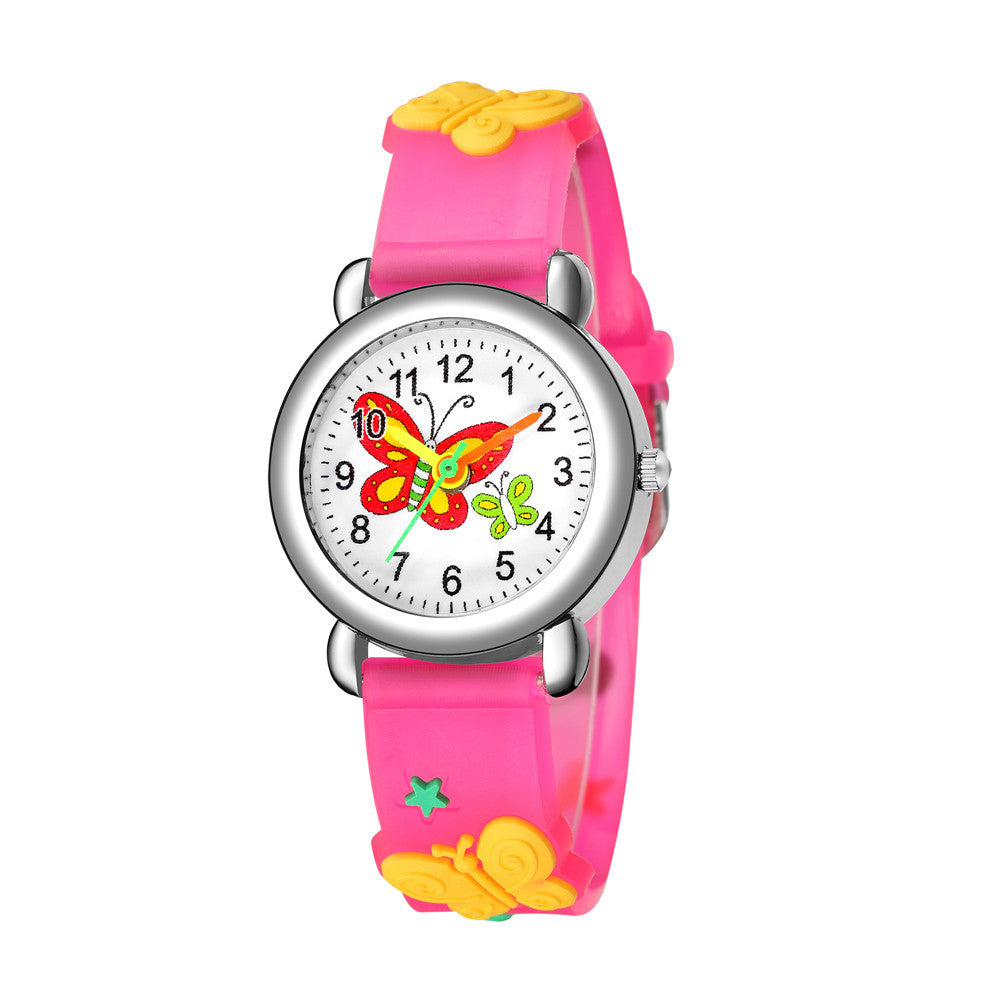 Reloj para niños con bonito diseño de mariposas, reloj de cuarzo