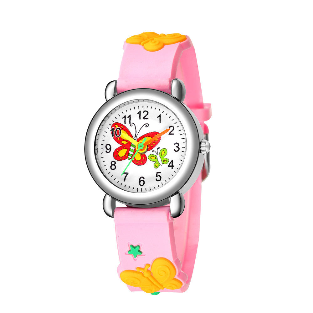 Reloj para niños con bonito diseño de mariposas, reloj de cuarzo