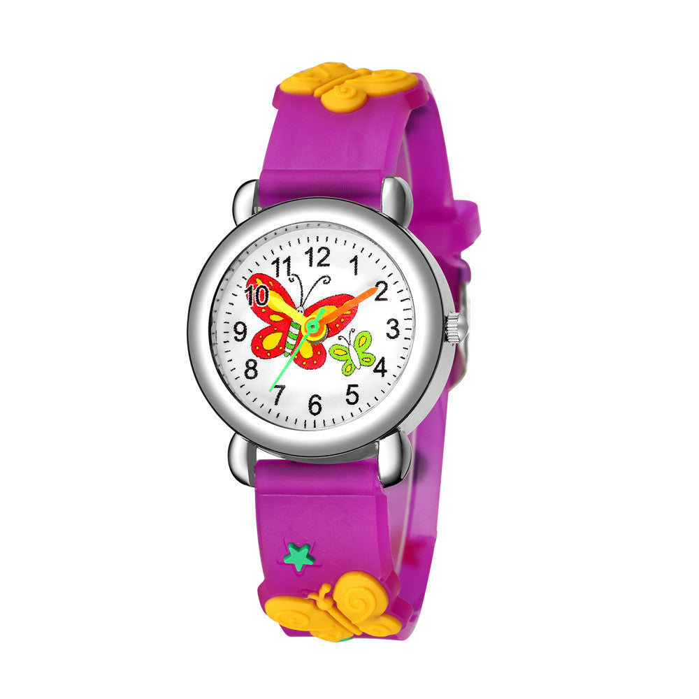 Reloj para niños con bonito diseño de mariposas, reloj de cuarzo
