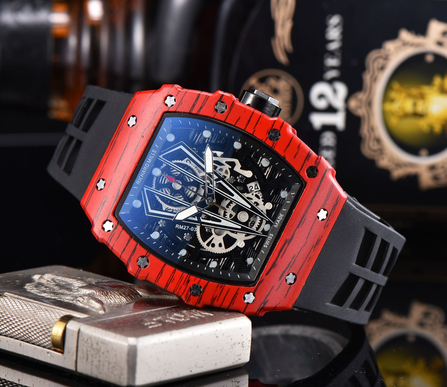Reloj de cuarzo de silicona con forma de flor hueca