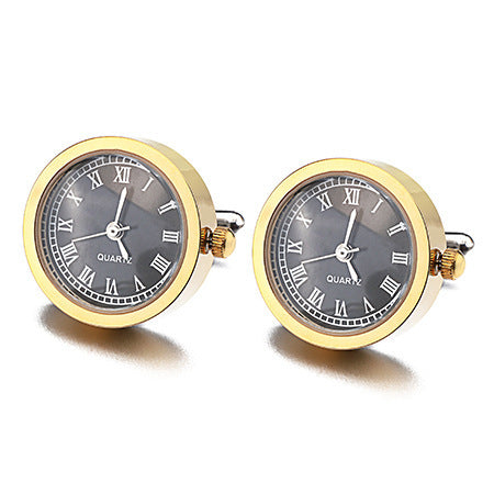 High Quality Men's Copper Plating Clock Round Cufflinks