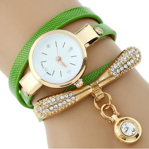 Reloj de pulsera de cuarzo informal de cuero sintético para mujer, nuevo, de lujo, con diamantes de imitación y pulsera de oro, Gnova Platinum Fashion