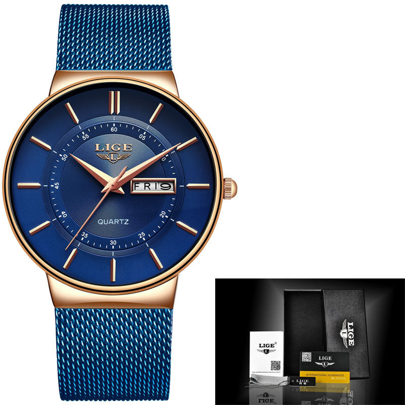 Mesh belt men's watch