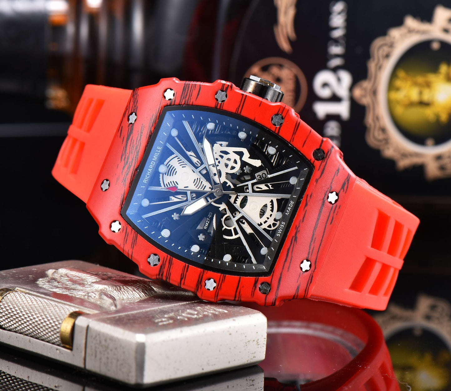 Reloj de cuarzo de silicona con forma de flor hueca