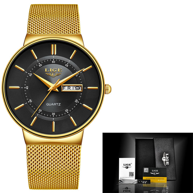 Mesh belt men's watch