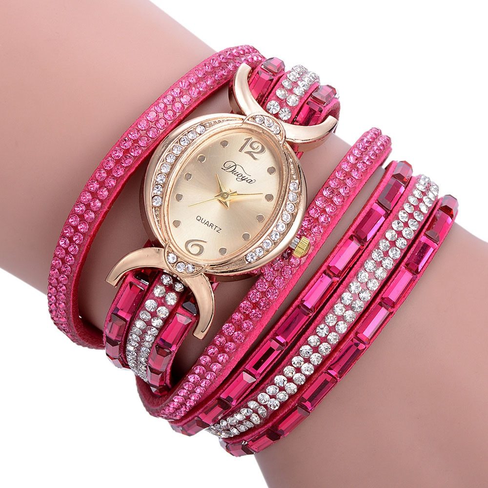 Nuevo reloj informal con diamantes de imitación para mujer, reloj de pulsera analógico de cuarzo para mujer