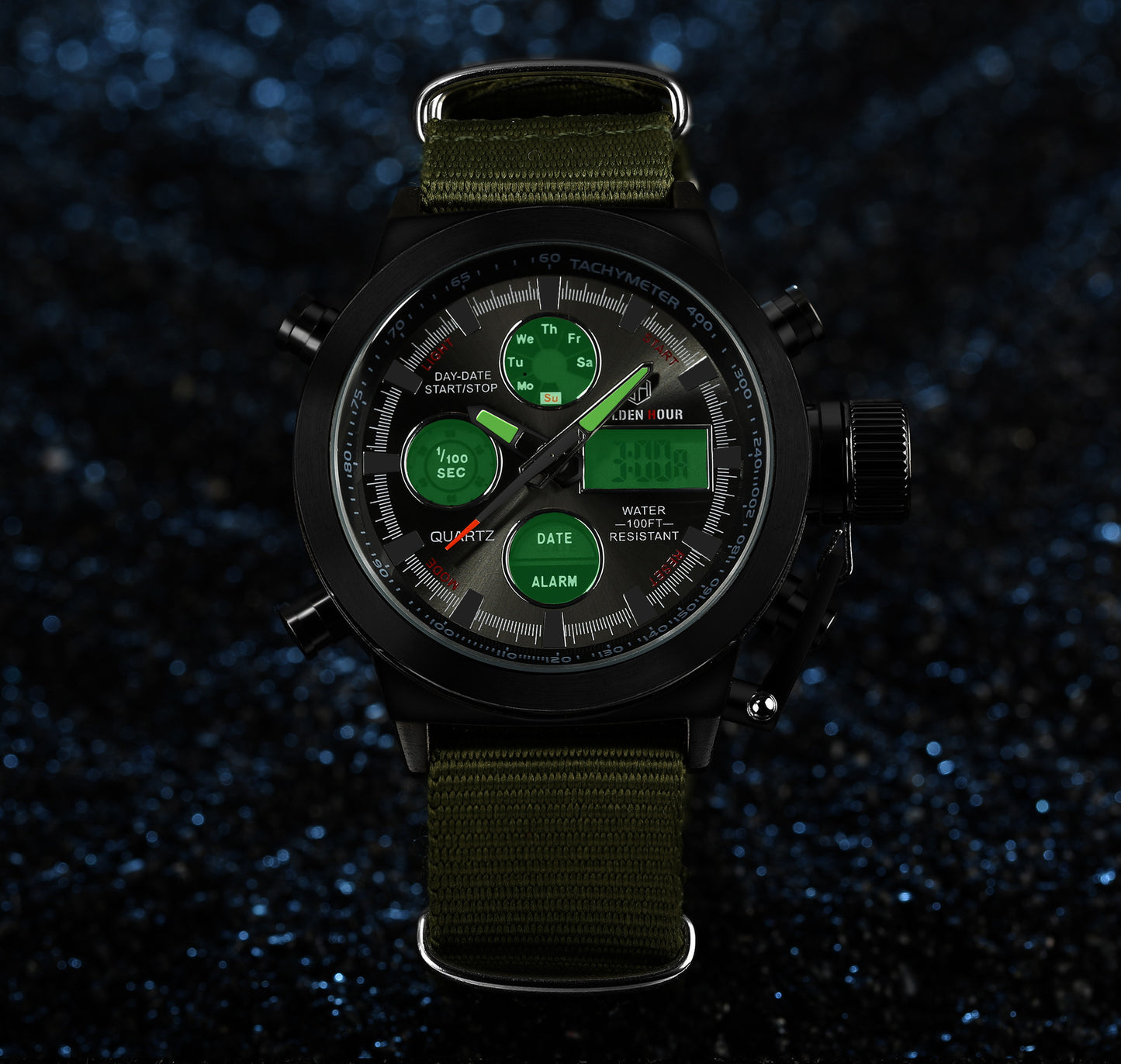 Men's watch fashion outdoor multi-function electronic watch fashion hipster canvas watch