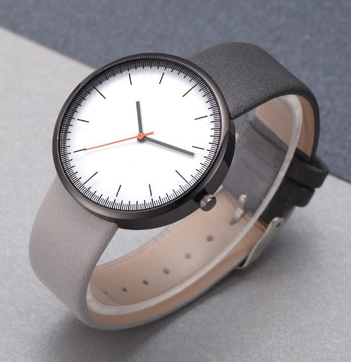 Reloj de mujer Reloj de cuarzo de cuero con contraste gris Relojes de mujer Amantes Reloj de pulsera informal unisex para mujer Reloj femenino
