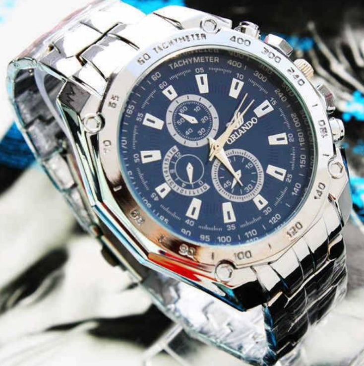 Relojes de acero inoxidable plateados a la moda para hombre, relojes de lujo de primera marca, relojes deportivos para hombre, relojes de pulsera casuales para hombre, reloj masculino