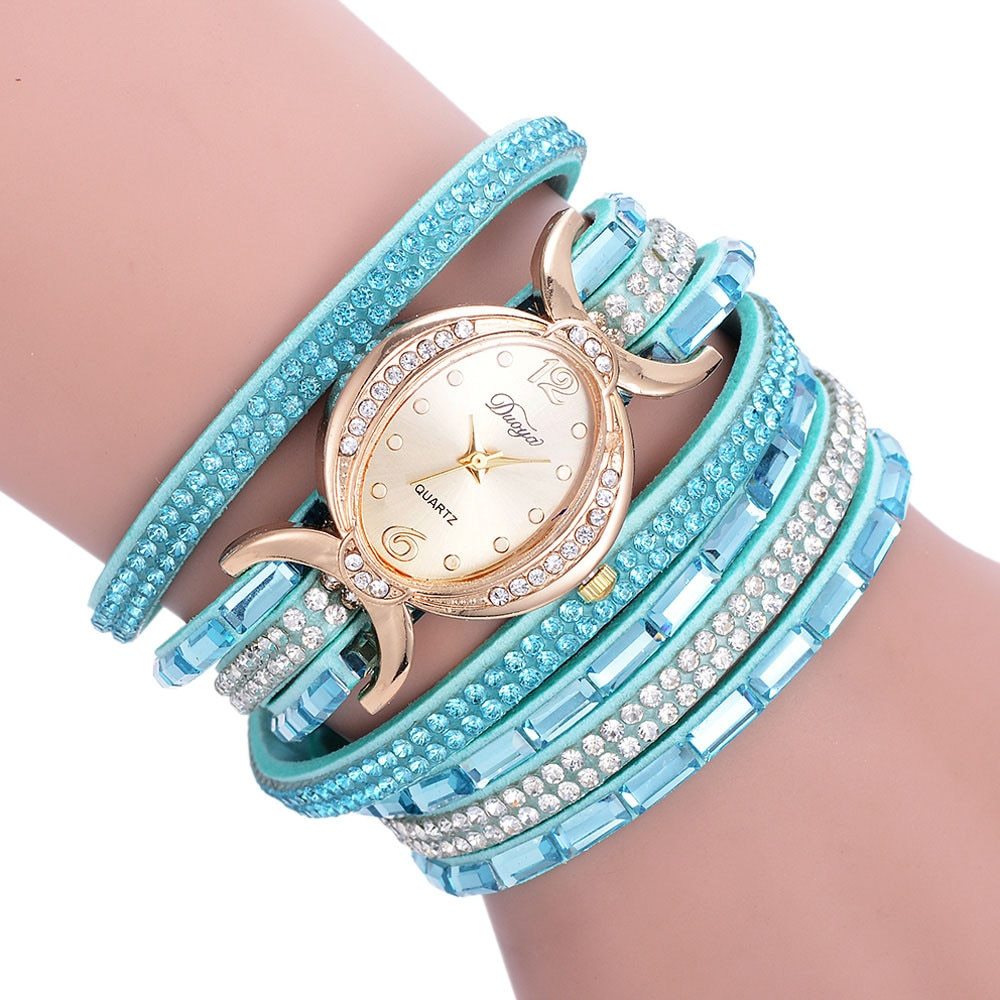 Nuevo reloj informal con diamantes de imitación para mujer, reloj de pulsera analógico de cuarzo para mujer