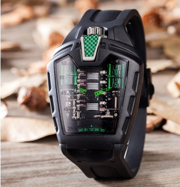 Fashion hollow ghost head silicone belt quartz men's watch imitation mechanical watch