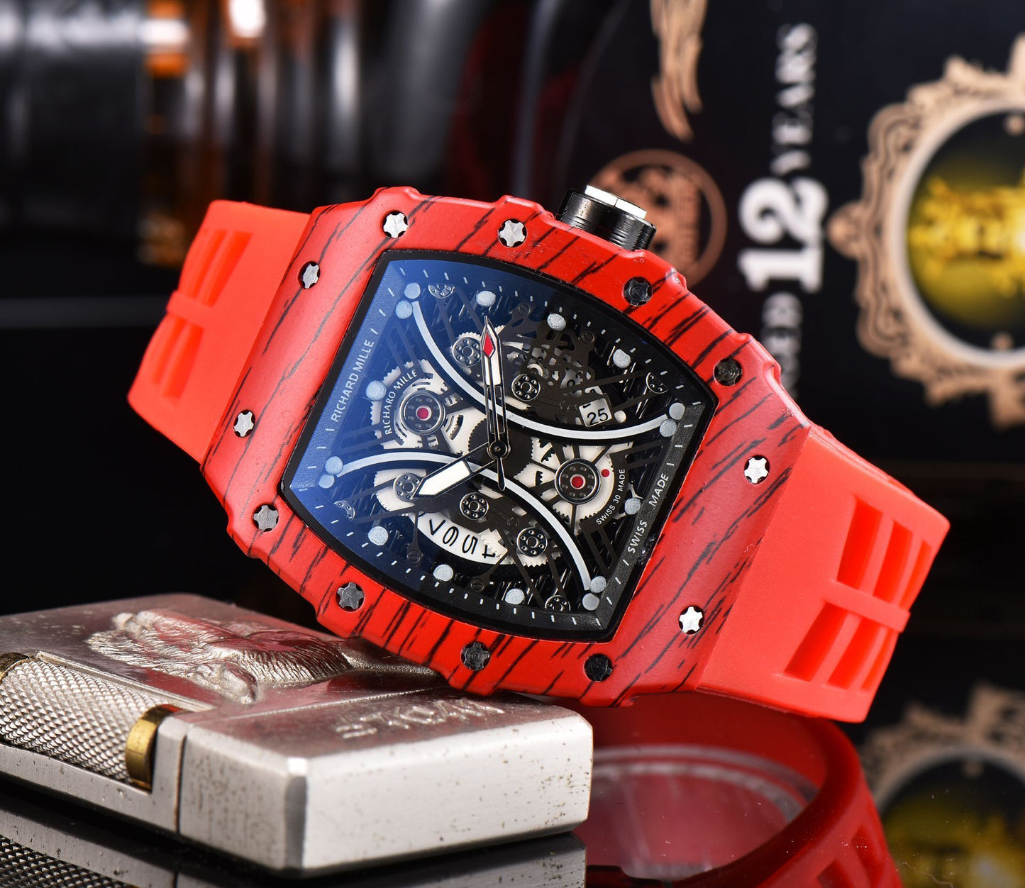 Reloj de cuarzo de silicona con forma de flor hueca
