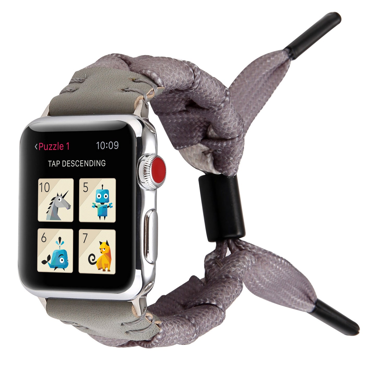 Reloj con accesorio de piel de nailon tejido de poliéster