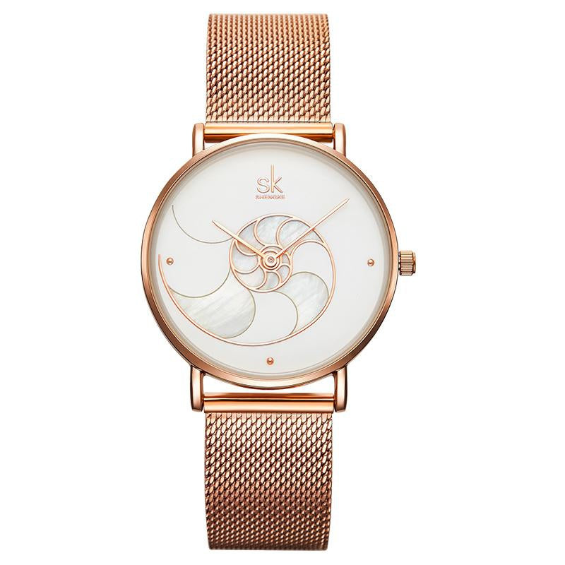 Reloj de cuarzo para mujer, pulsera de malla para mujer