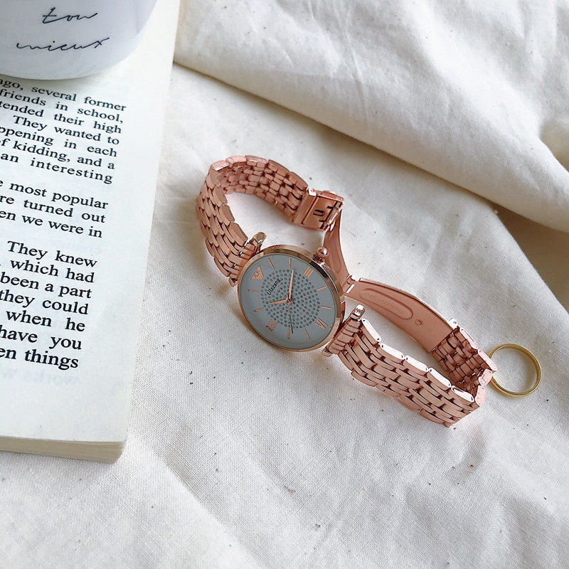 Reloj femenino de estilo minimalista de lujo con gran sensación de luminosidad.