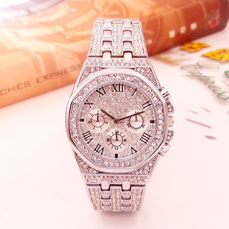 Reloj Tyrant Gold para hombre, con personalidad, resistente al agua, con correa de acero y diamantes de imitación