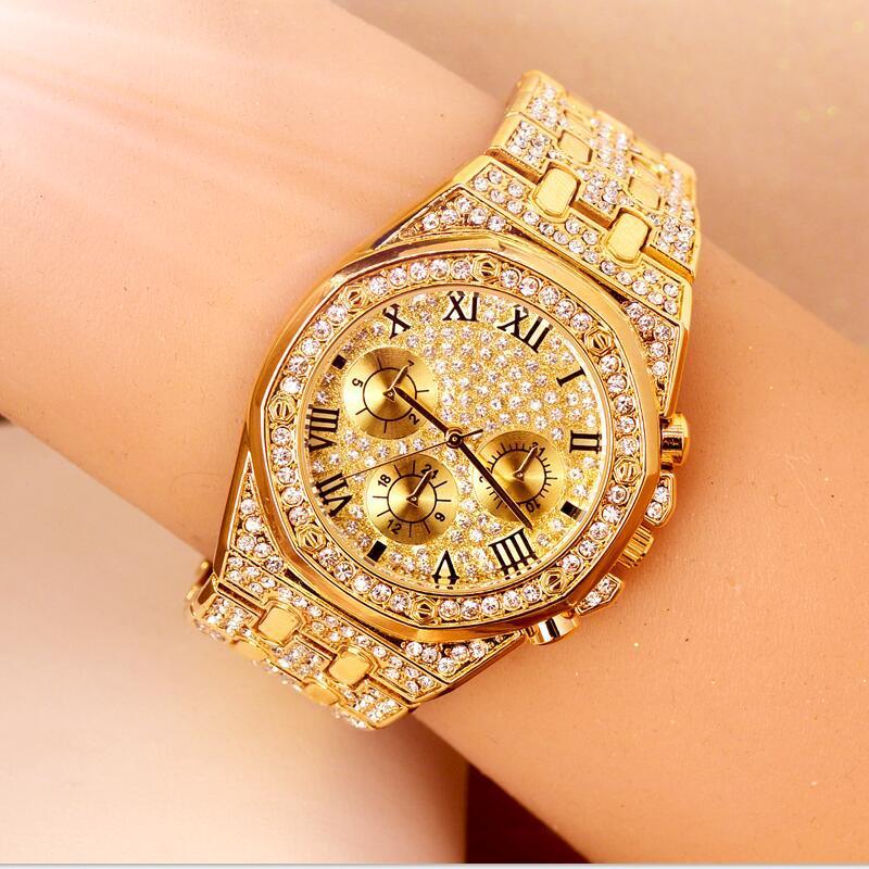 Reloj Tyrant Gold para hombre, con personalidad, resistente al agua, con correa de acero y diamantes de imitación