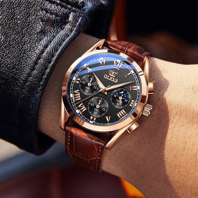 Watch Multi-function Sports Three-eye Six-hand Chronograph