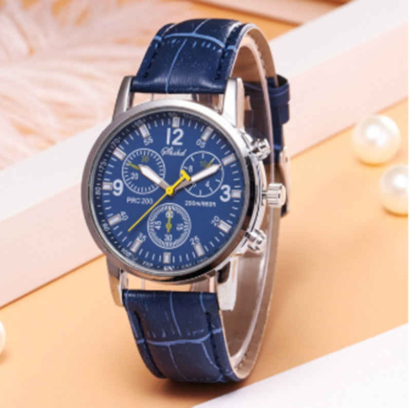 Reloj de hombre con correa de cristal y tres ojos