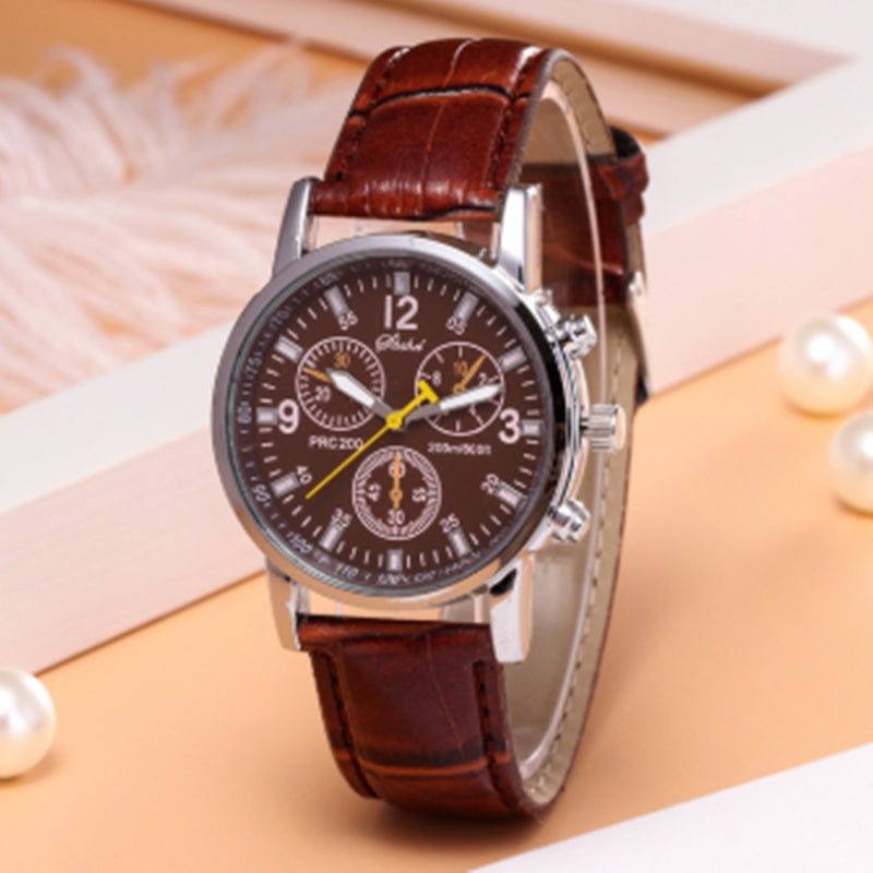 Reloj de hombre con correa de cristal y tres ojos